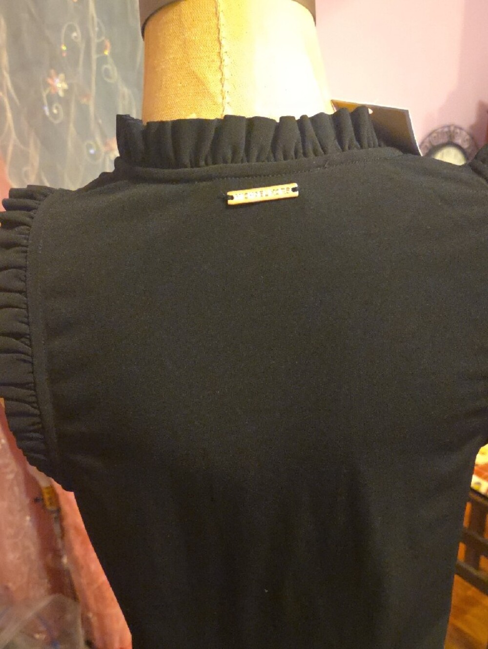 Michael Kors Black Sleeveless Ruffle-Trim Dress - Picture 4 of 5